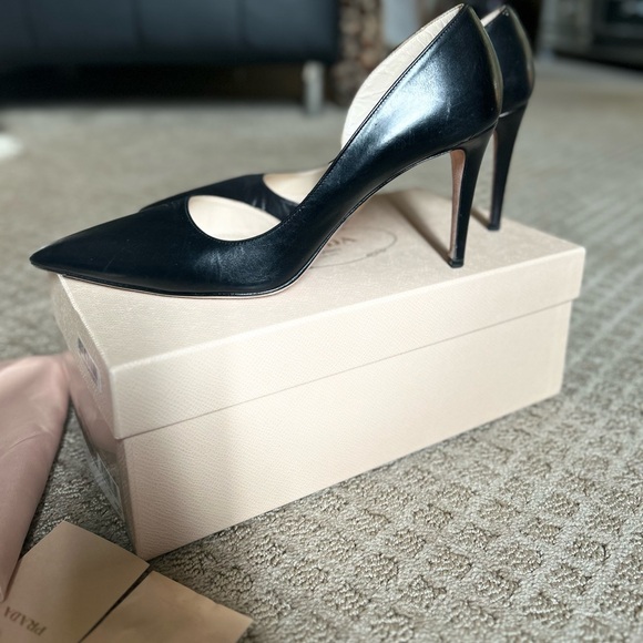 Prada Calzature Donna Nero Vit Lux 3 Heels D’Orsay 40/10 - Picture 4 of 12